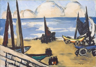 Botes en la playa de Max Beckmann