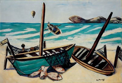 Paisaje costero con globo de Max Beckmann
