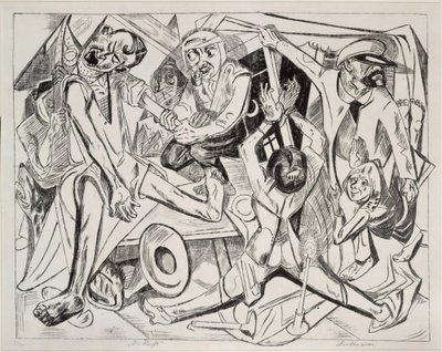 La noche (lámina 7 de: «El infierno») de Max Beckmann