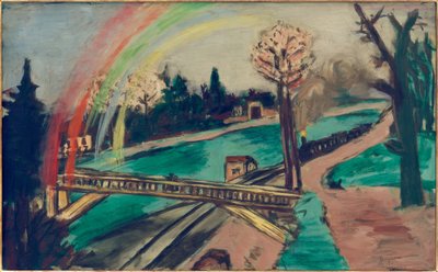 Paisaje ferroviario con arco iris de Max Beckmann