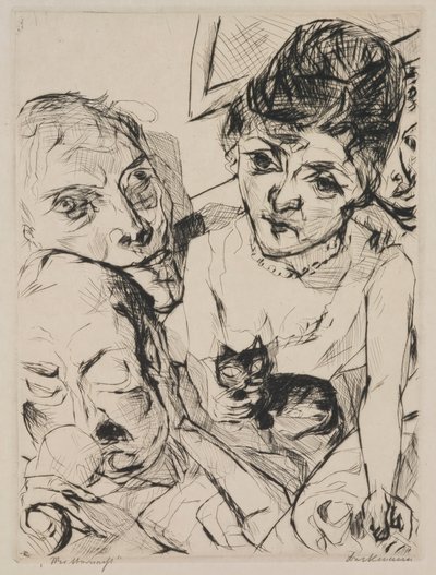 Tarde (Autorretrato con los Battenberg), placa 10 del portafolio "Rostros" de Max Beckmann