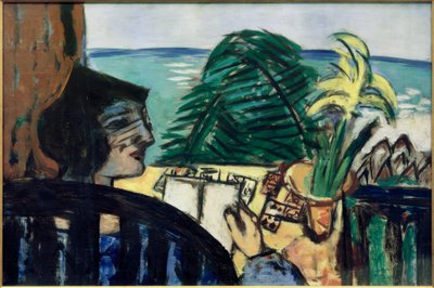 Mujer leyendo junto al mar de Max Beckmann