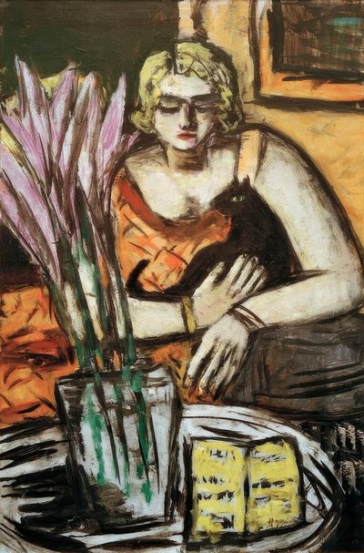 Mujer con gato de Max Beckmann