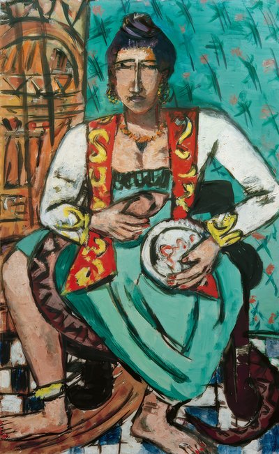 Mujer con serpiente (Encantadora de serpientes) de Max Beckmann