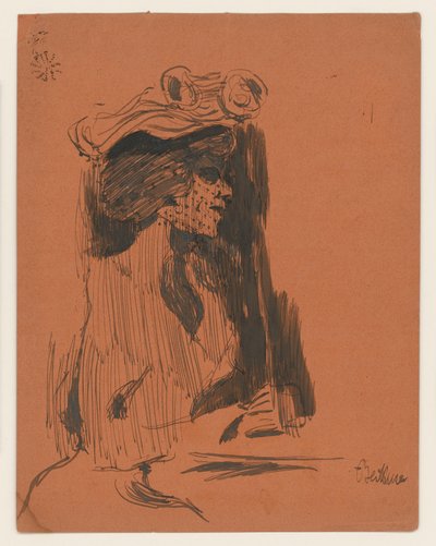 Halbfigur einer Frau mit Hut und Schleier, im Profil nach rechts de Max Beckmann