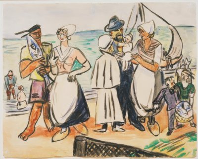Pescadores holandeses en la playa de Max Beckmann