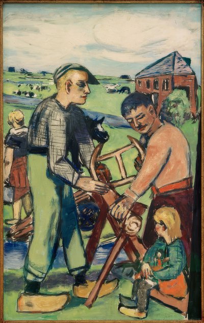 Leñador con niño (Leñadores holandeses) de Max Beckmann