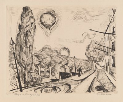paisaje con globo de Max Beckmann