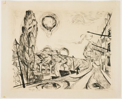 Paisaje con globo (Landscape with Balloon) de Max Beckmann