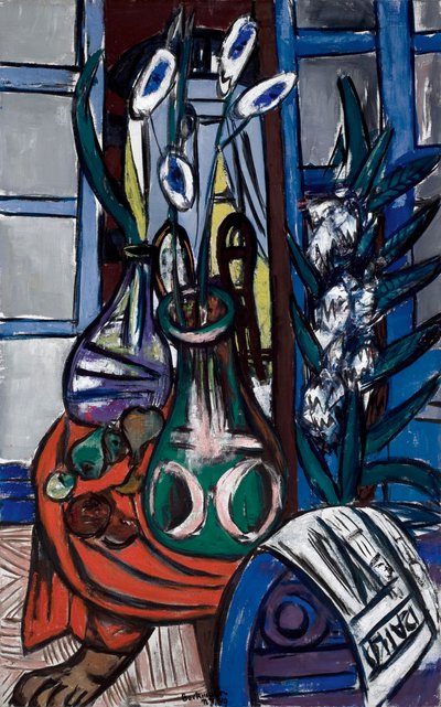 Interior de naturaleza muerta grande (azul) de Max Beckmann