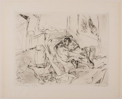 Amantes I, lámina 4 del portafolio “Rostros” de Max Beckmann