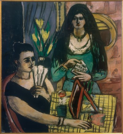 Chica en negro sobre verde de Max Beckmann