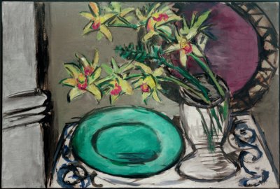 Orquídeas - Naturaleza muerta con cuenco verde de Max Beckmann