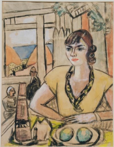 Retrato de Quappi en el café de la playa de Max Beckmann