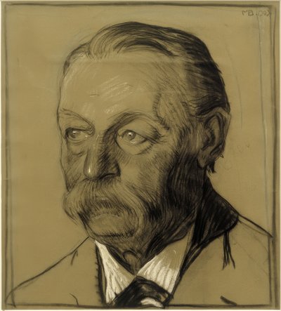Retrato del tío Friedrich Beckmann, medio perfil hacia la izquierda de Max Beckmann