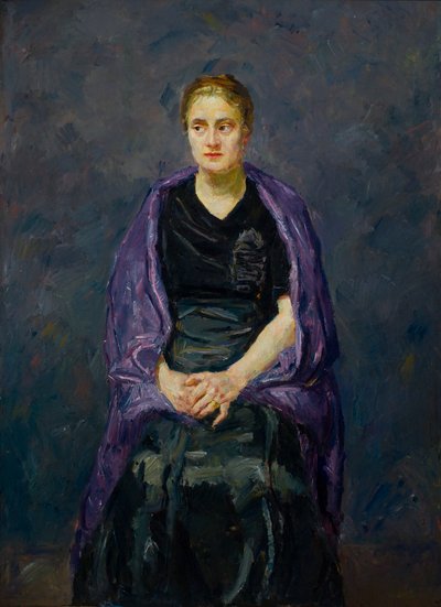 Retrato de visón con mantón violeta de Max Beckmann