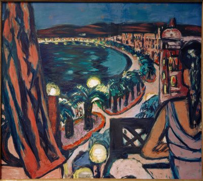 Paseo de los Ingleses (Niza desde el hotel por la noche) de Max Beckmann