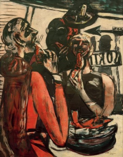 Prunier (En el restaurante Prunier, París) de Max Beckmann