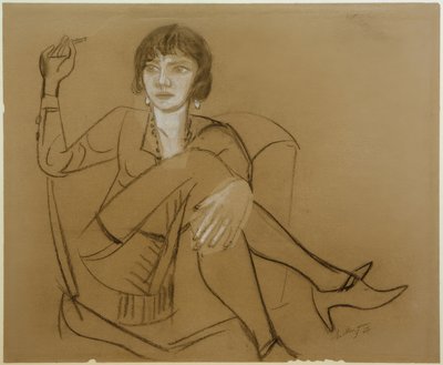 Quappi, fumando en el sillón del club de Max Beckmann