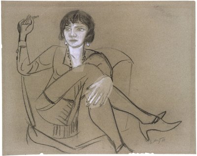 Quappi en un sillón, fumando de Max Beckmann