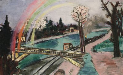 Puente ferroviario y arco iris de Max Beckmann