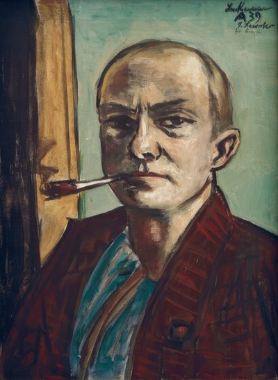 Autorretrato en Verde con Camisa Verde de Max Beckmann