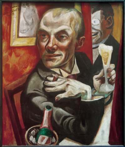 Autorretrato con copa de champán de Max Beckmann