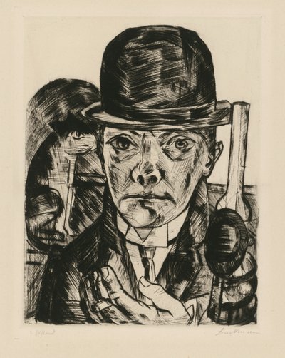 Autorretrato con sombrero de ala ancha de Max Beckmann