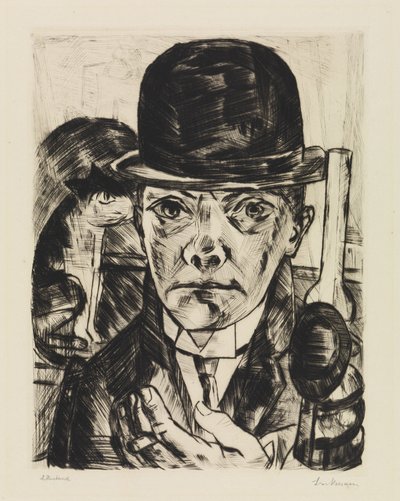 Autorretrato con sombrero rígido de Max Beckmann
