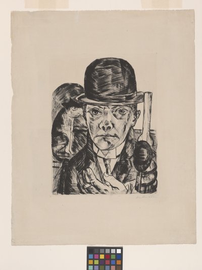Autorretrato con bombín de Max Beckmann