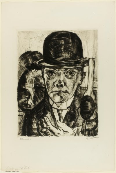 Autorretrato con bombín de Max Beckmann