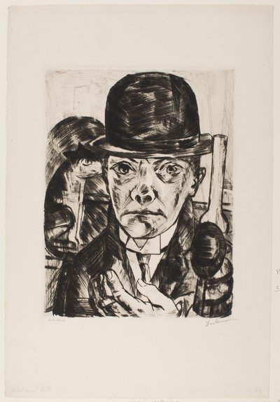 Autorretrato con bombín de Max Beckmann