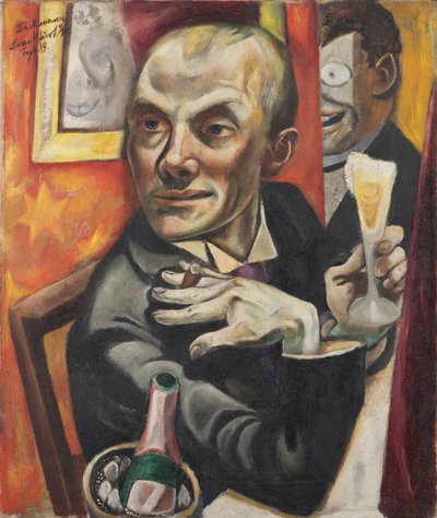 Autorretrato con copa de champán de Max Beckmann