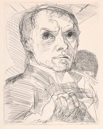 Autorretrato con estilete de Max Beckmann