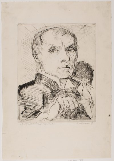 Autorretrato con estilete, lámina 19 de «Rostros» de Max Beckmann