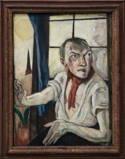 Autorretrato con pañuelo rojo de Max Beckmann