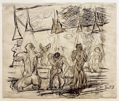Baño de soldados – soldados duchándose de Max Beckmann