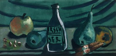 Bodegón con manzana y pera (Still Life with Cherry Brandy Bottle) de Max Beckmann