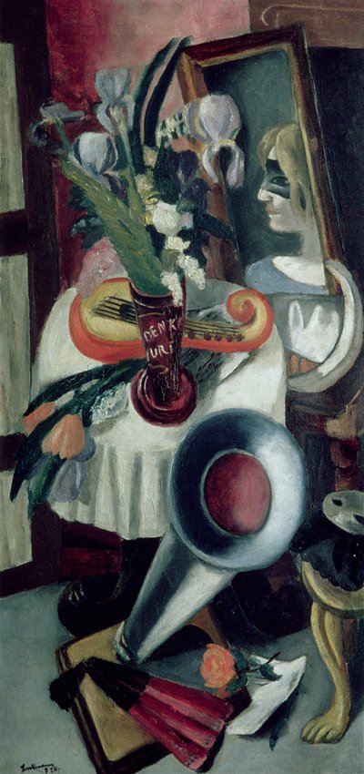 Bodegón con gramófono e iris de Max Beckmann