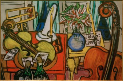 Naturaleza muerta con violonchelo y contrabajo de Max Beckmann