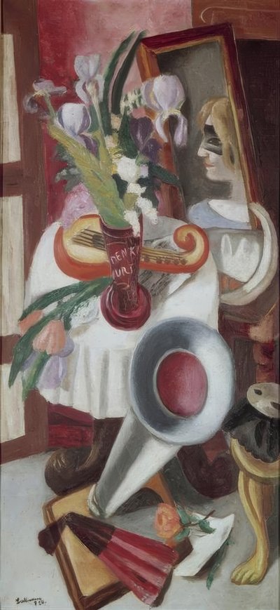 Naturaleza muerta con gramófono y lirios de Max Beckmann