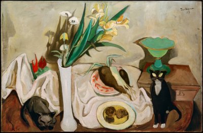 Naturaleza muerta con gatos de Max Beckmann