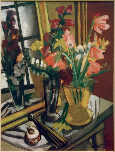 Naturaleza muerta con espejo de Max Beckmann