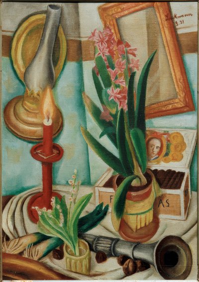 Naturaleza muerta con vela encendida de Max Beckmann