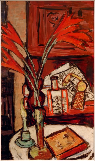 Naturaleza muerta con vela verde de Max Beckmann