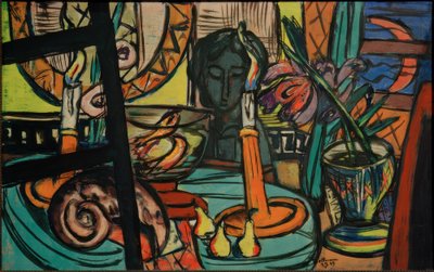 Naturaleza muerta con plástico negro de Max Beckmann