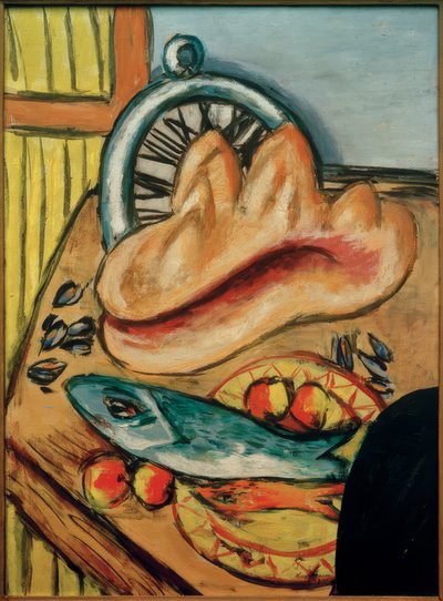 Naturaleza muerta con pescado y concha de Max Beckmann