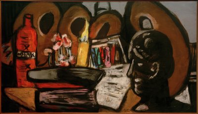Naturaleza muerta con paletas de Max Beckmann