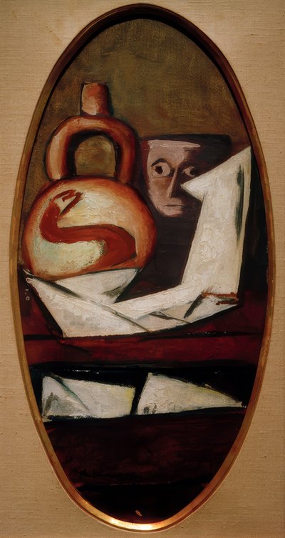 Naturaleza muerta con figura mexicana de Max Beckmann