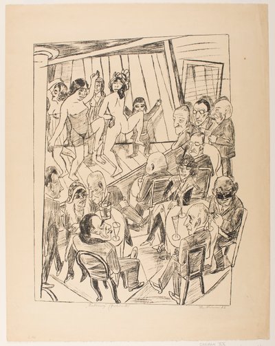Striptease, lámina 4 de la serie “Viaje a Berlín 1922” de Max Beckmann